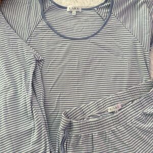 LAKE Blue & White Striped Pajama 3-Piece Set